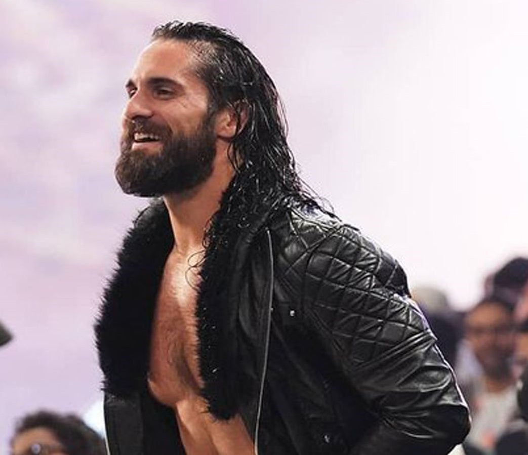 WWE Seth Rollins Faux Shearl Coller Stylish Black Leather Jacket