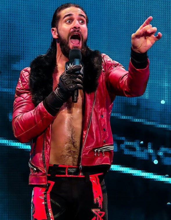 WWE Seth Rollins Faux Shearl Coller Stylish Black Leather Jacket