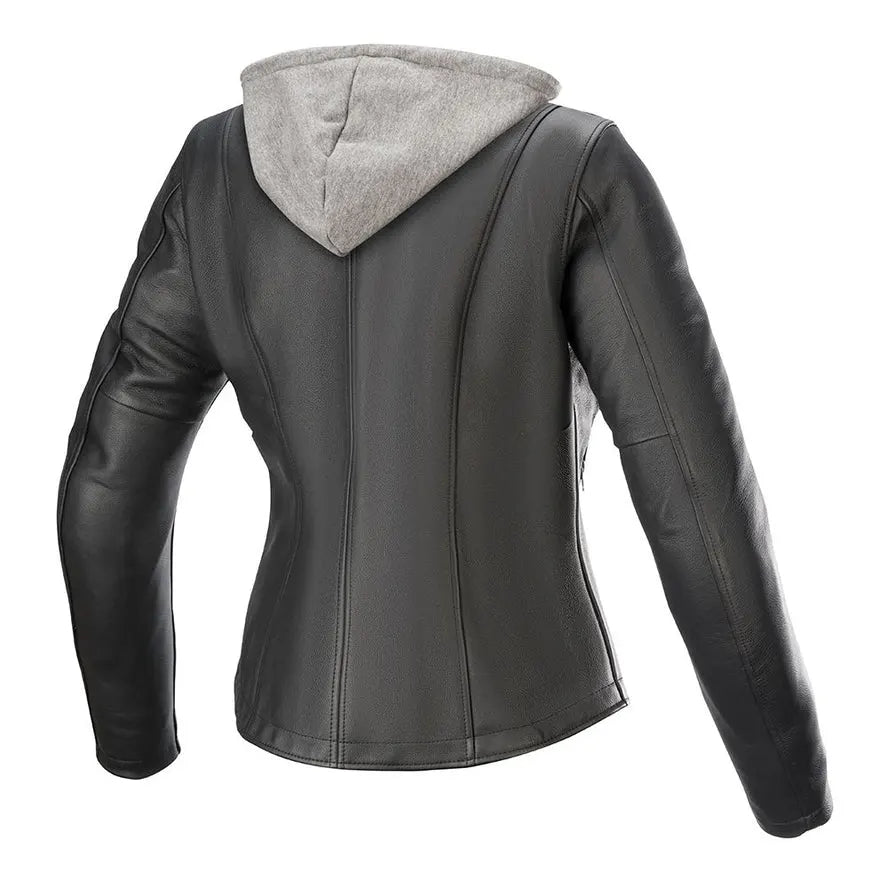 Women's Black Hooded Real Leather Jacket