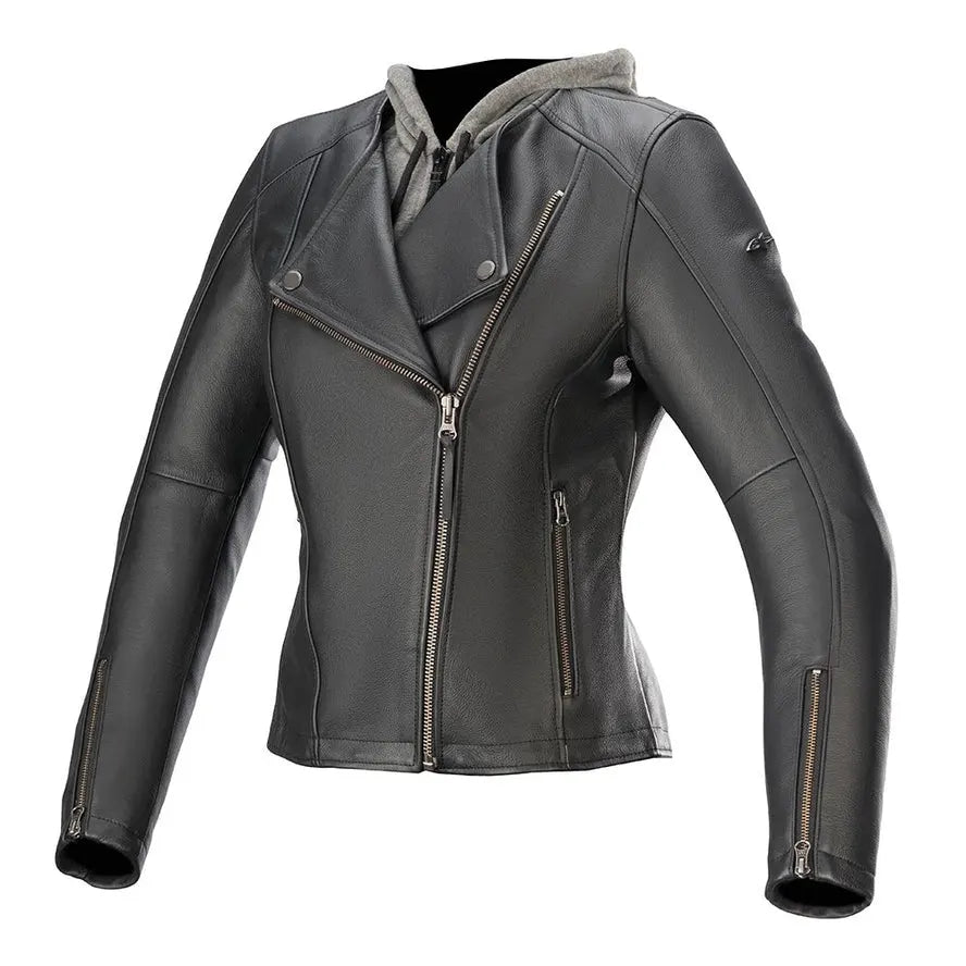 Women's Black Hooded Real Leather Jacket