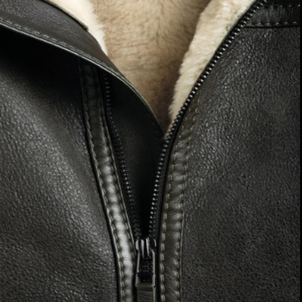 Women Flying Aviator Real Faux Fur Leather Bomber Jacket
