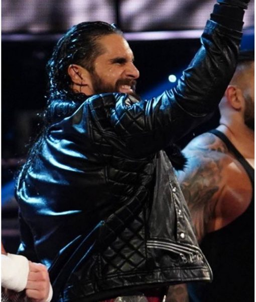WWE Seth Rollins Faux Shearl Coller Stylish Black Leather Jacket