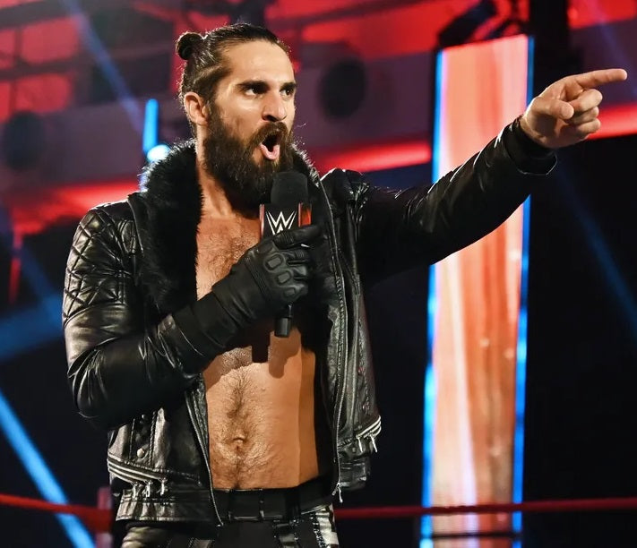 WWE Seth Rollins Faux Shearl Coller Stylish Black Leather Jacket