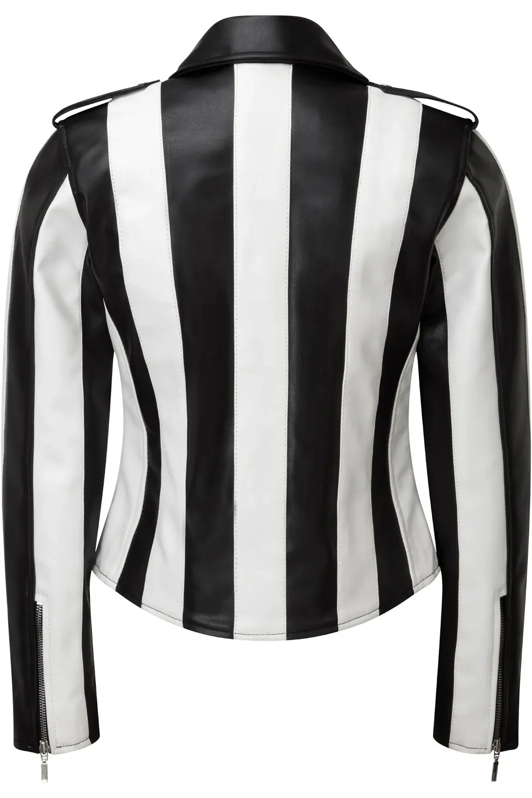Women's And Girl's White And Black Stylish Two Tone Biker Jacket