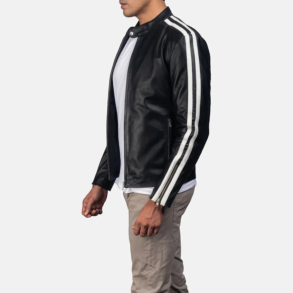 Classic black leather jacket for men, adding a touch of sophistication to your wardrobe.