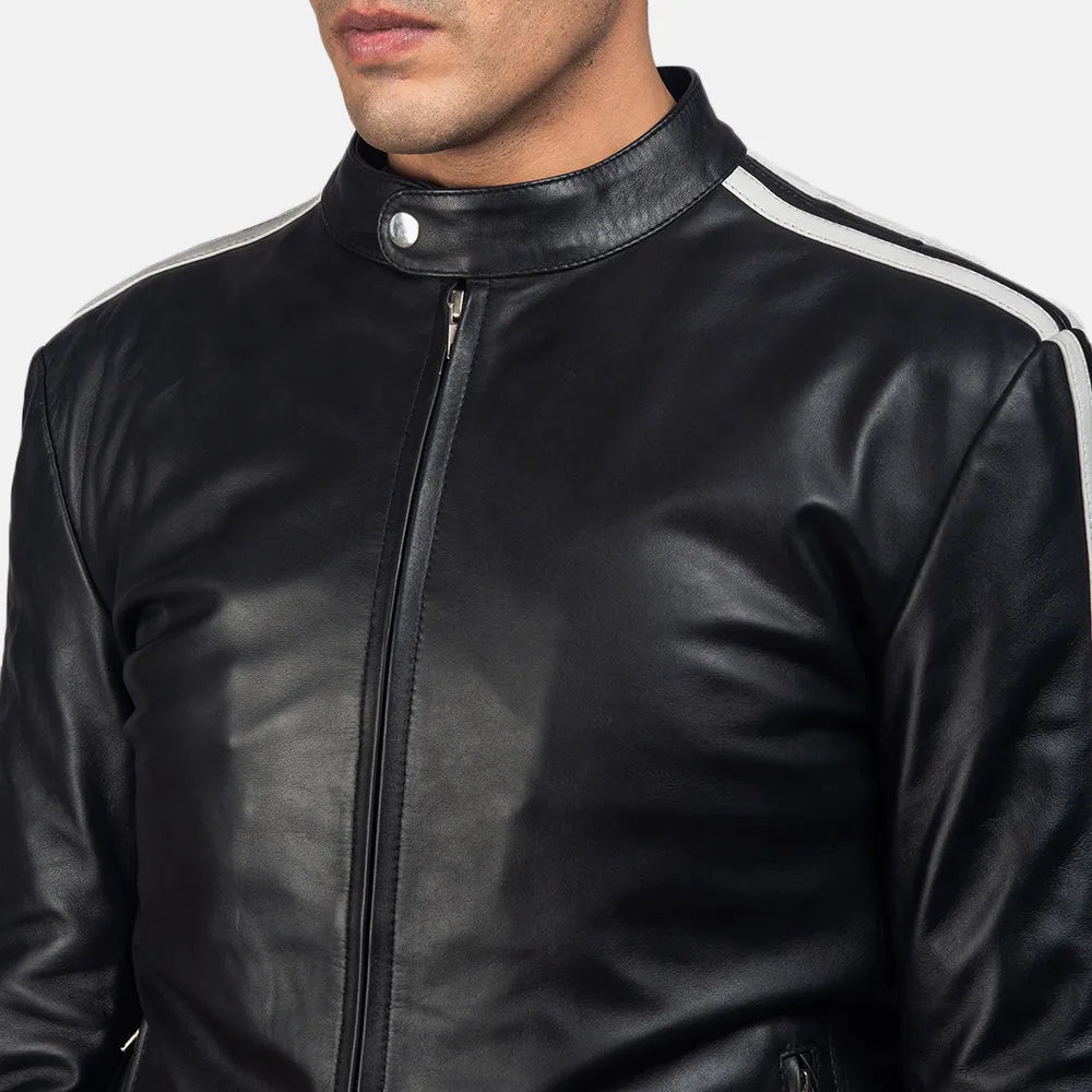 Classic black leather jacket for men, adding a touch of sophistication to your wardrobe.
