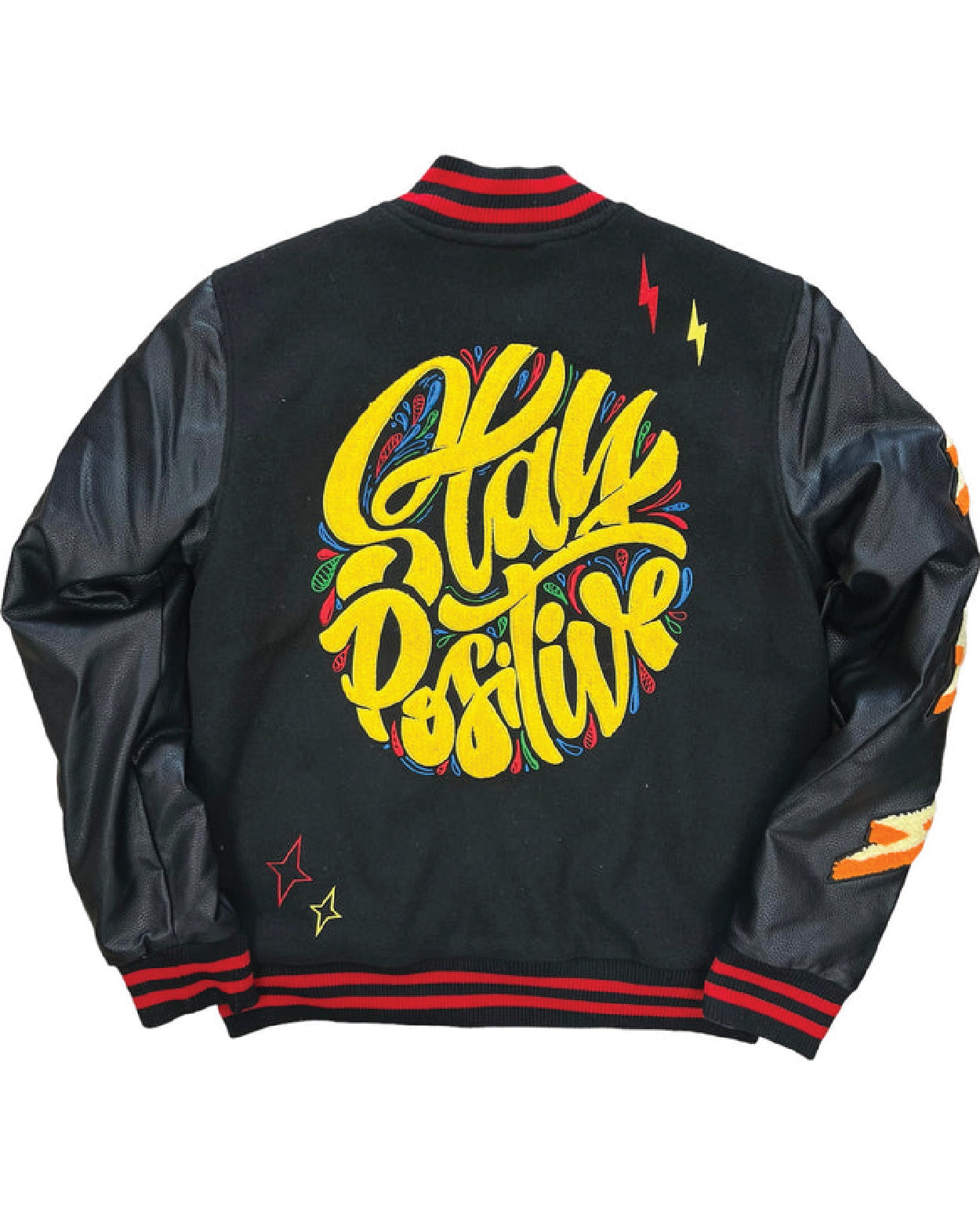 Bleecker & Mercer Stay Positive Black Varsity Jacket