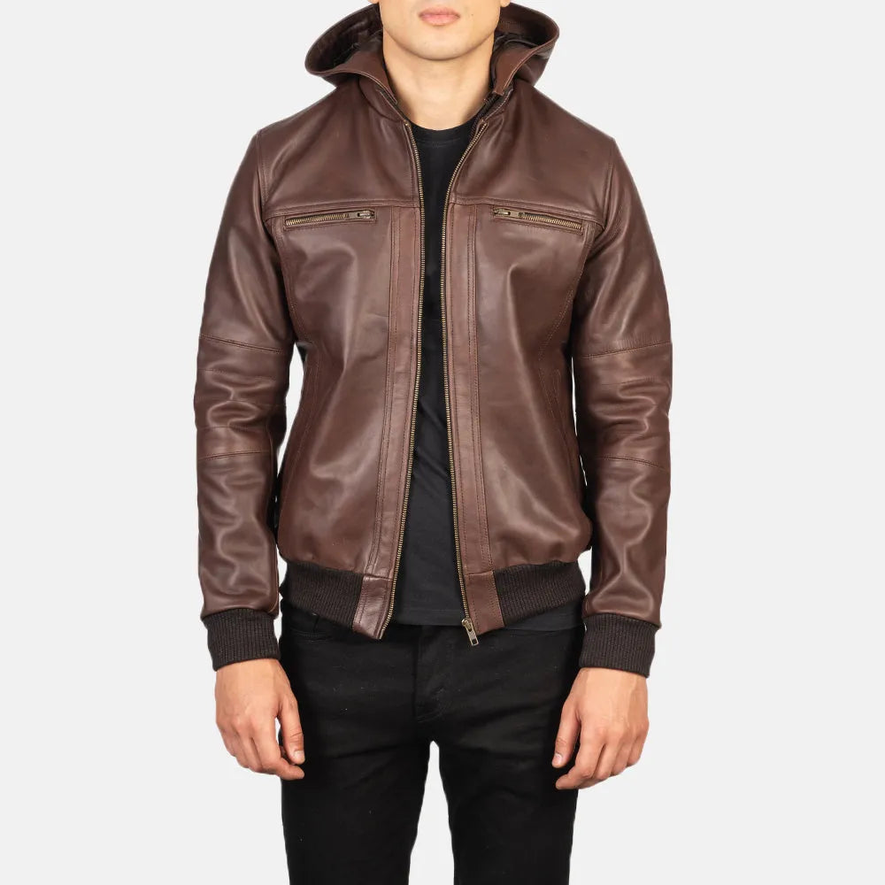 A real leather brown jacket bomber that is extremely well-made and exudes luxury. An opulent focal point that is ideal for the discriminating fashionista.