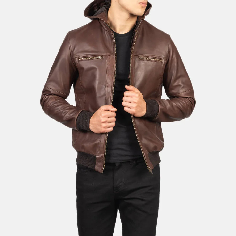 A real leather brown jacket bomber that is extremely well-made and exudes luxury. An opulent focal point that is ideal for the discriminating fashionista.