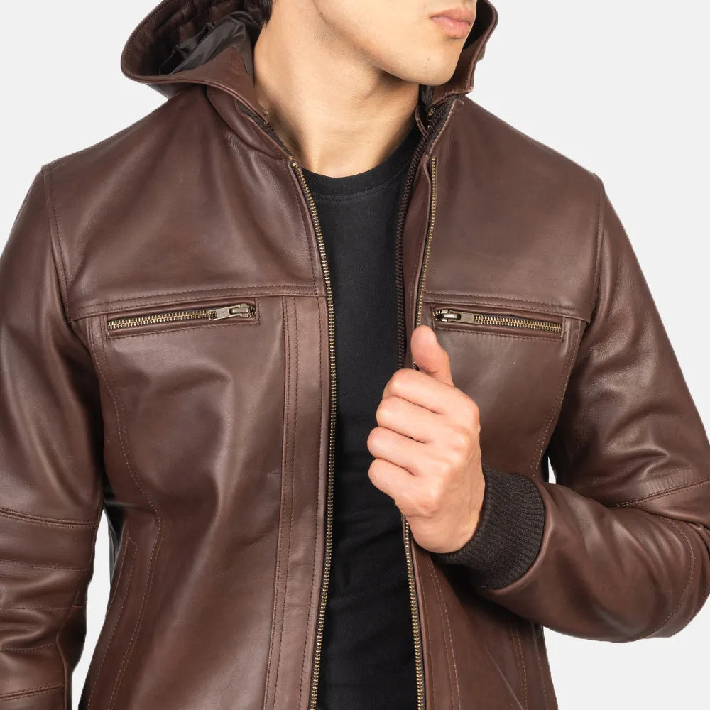 A real leather brown jacket bomber that is extremely well-made and exudes luxury. An opulent focal point that is ideal for the discriminating fashionista.
