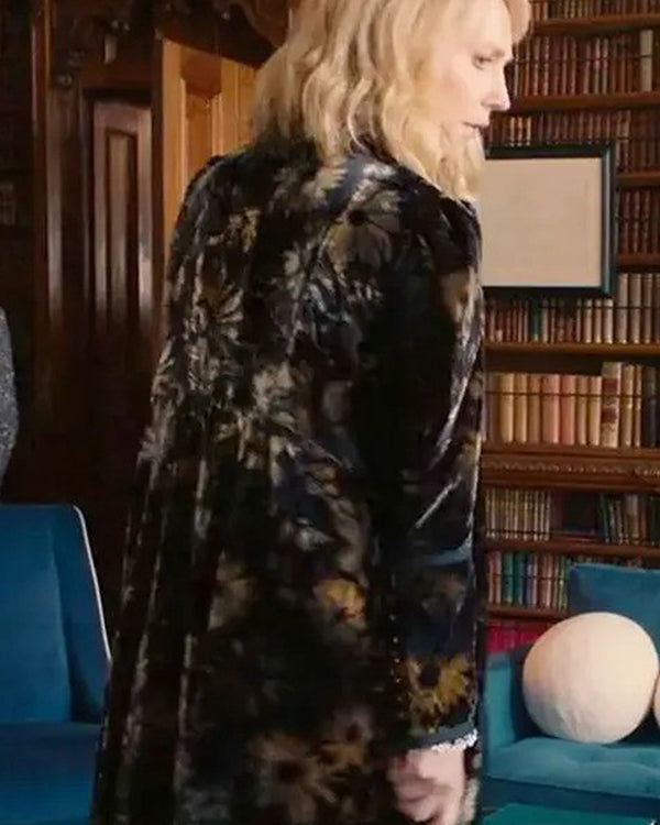 Fool Me Once 2024 Hattie Morahan Floral Velvet Coat