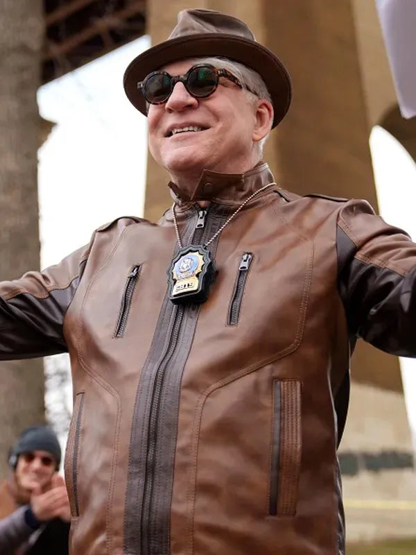 Steve Martin Only Murders in the Building S02 EP04 Brown Leather Jacket