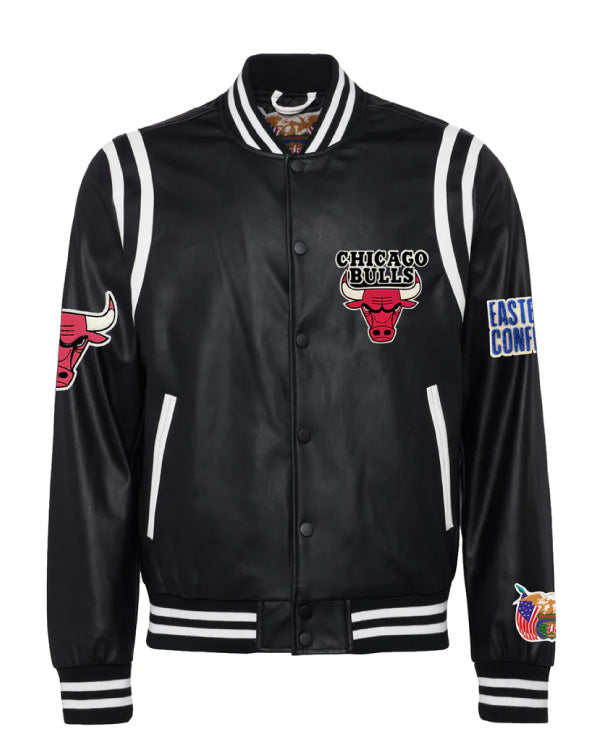 Chicago Bulls Black/white Vegan Leather Jacket