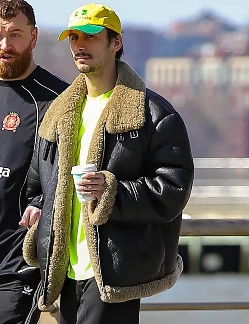 Christian Cowan Black Leather Shearling Jacket