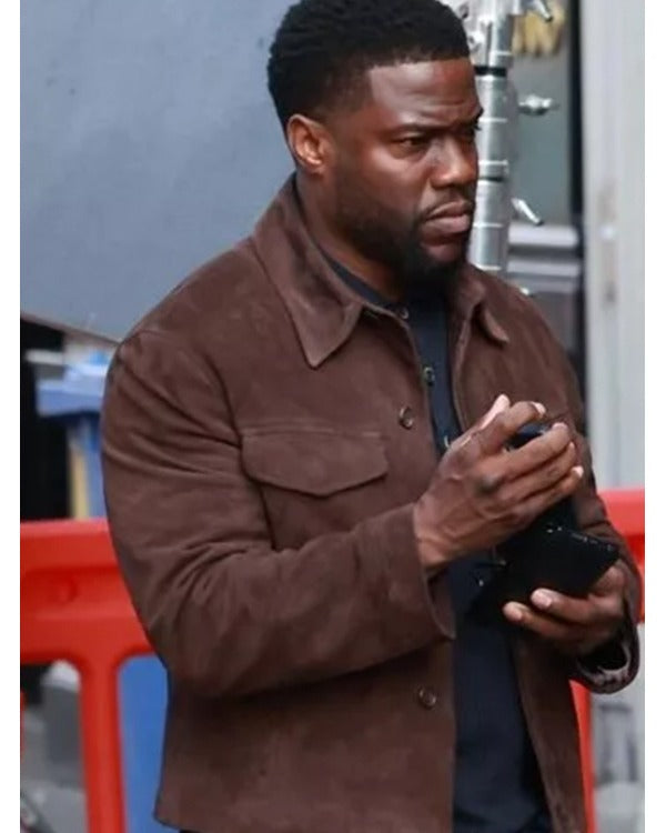 Lift 2024 Kevin Hart Brown Suede Leather Jacket