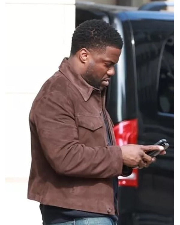 Lift 2024 Kevin Hart Brown Suede Leather Jacket
