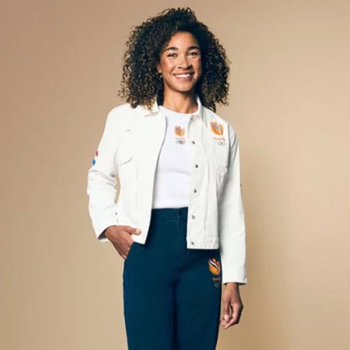 Denham Netherlands Olympic Team White Jacket