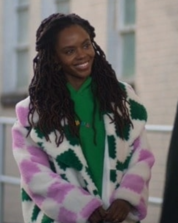 The Other Black Girl 2023 Ashleigh Murray Checkerboard Fur Coat