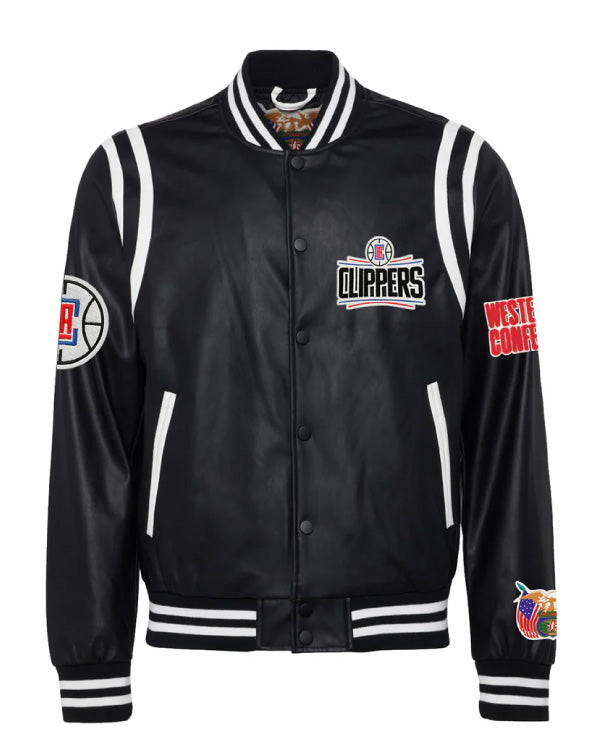 Los Angeles Clippers Black/White Vegan Leather Jacket