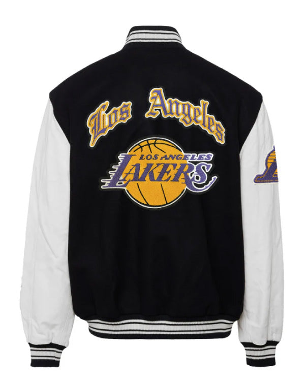 Los Angeles Lakers White Wool & Leather Jacket