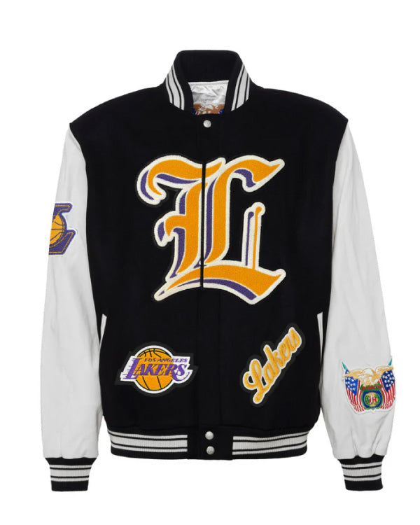 Los Angeles Lakers White Wool & Leather Jacket