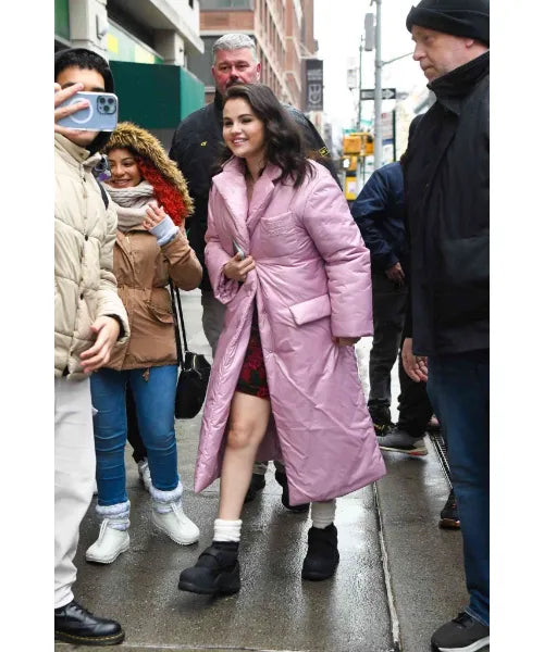 Only Murders in the Building S03 Selena Gomez Pink Puffer Coat