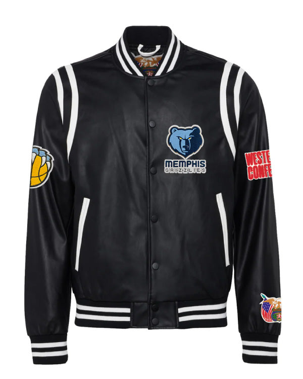 Memphis Grizzlies Black/White Vegan Leather Jacket