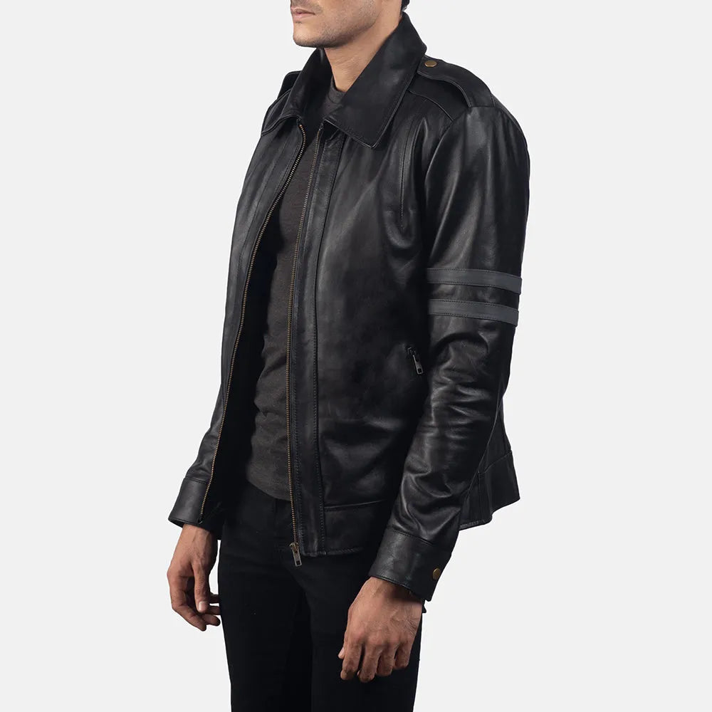 Embrace the edgy vibe with this leather men's biker jacket black, perfect for a rebellious look.