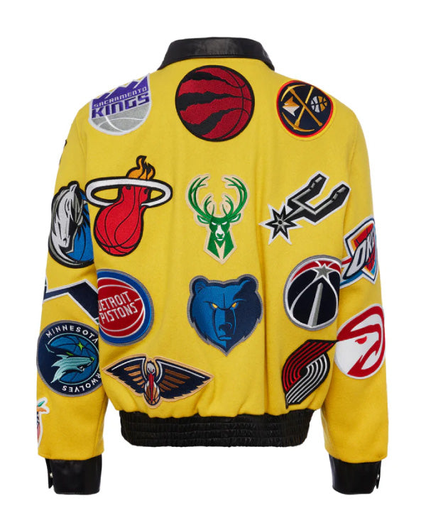 NBA Collage Yellow Wool & Leather Jacket
