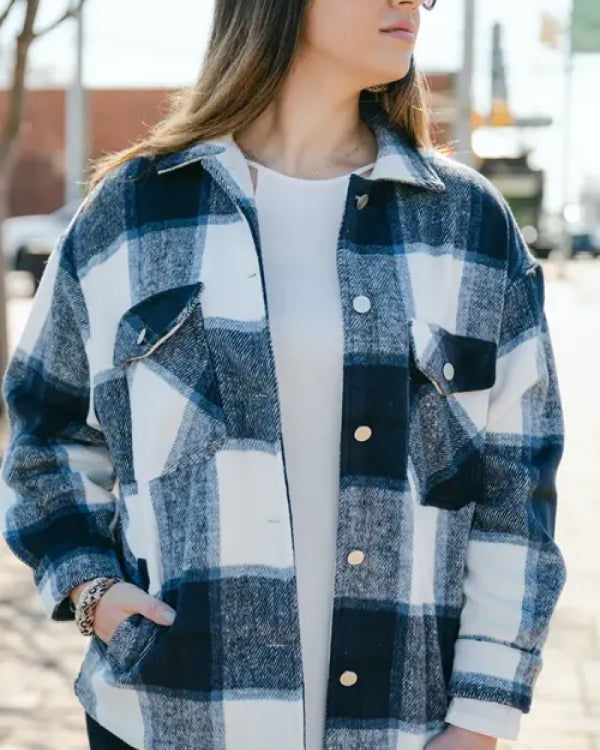 Sam Battle on the Beach S04 Checkered Shacket