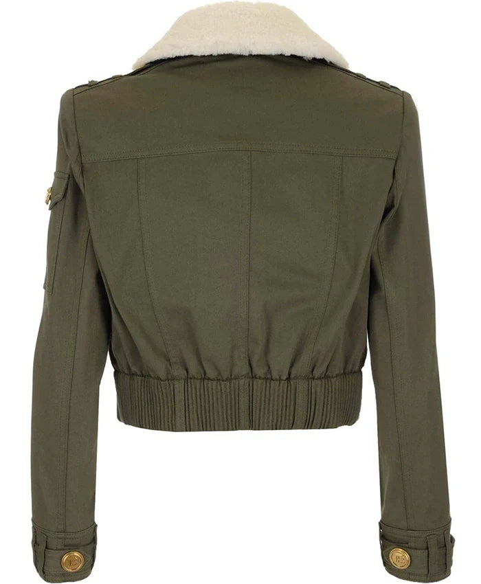 The Equalizer S02 Mel Cropped Fur Collar Green Jacket