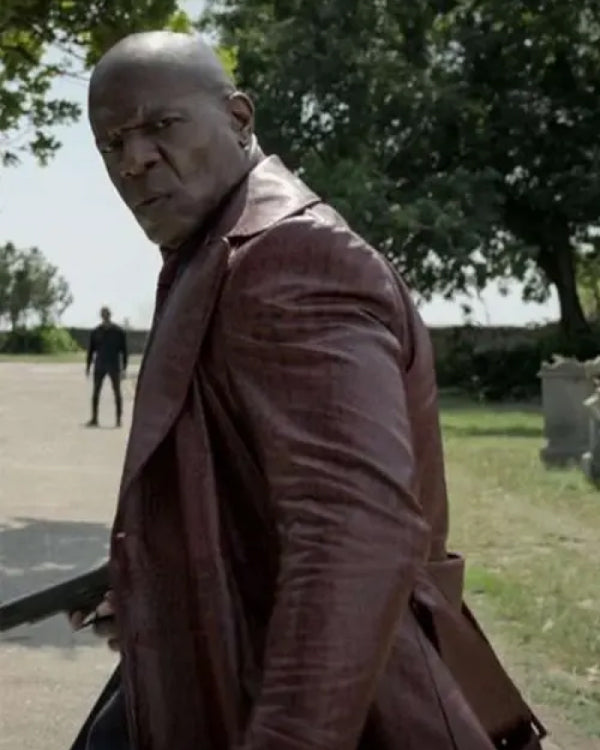 The Killer’s Game 2024 Terry Crews Brown Leather Coat