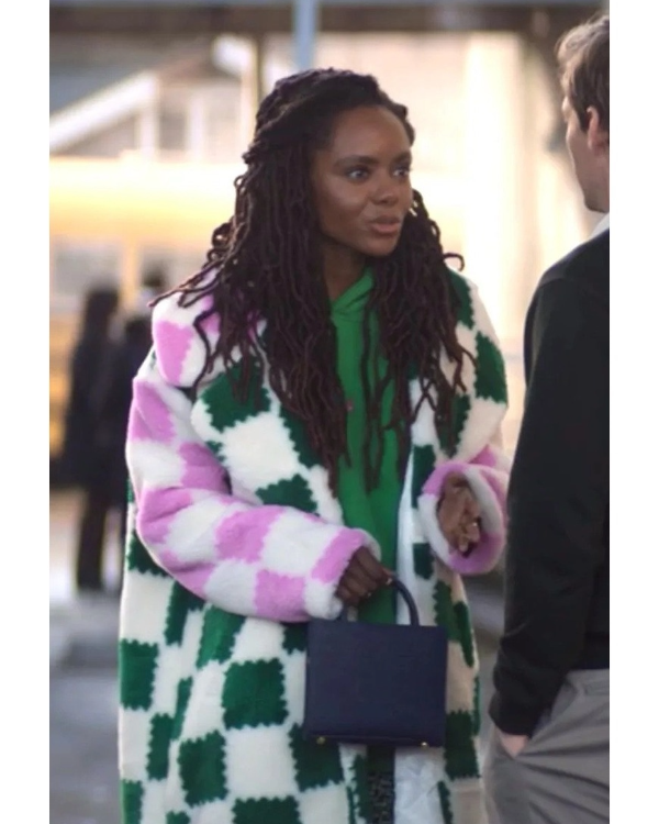 The Other Black Girl 2023 Ashleigh Murray Checkerboard Fur Coat