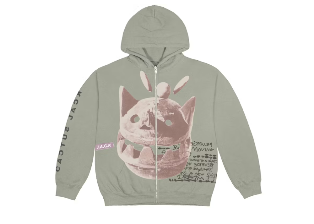 Travis Scott New Sight Zip Up Hoodie Olive