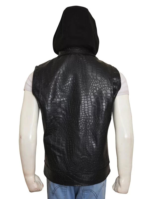 WWE AJ STYLES HOODED LEATHER VEST