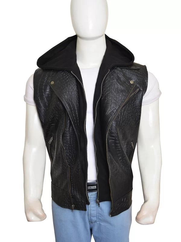 WWE AJ STYLES HOODED LEATHER VEST