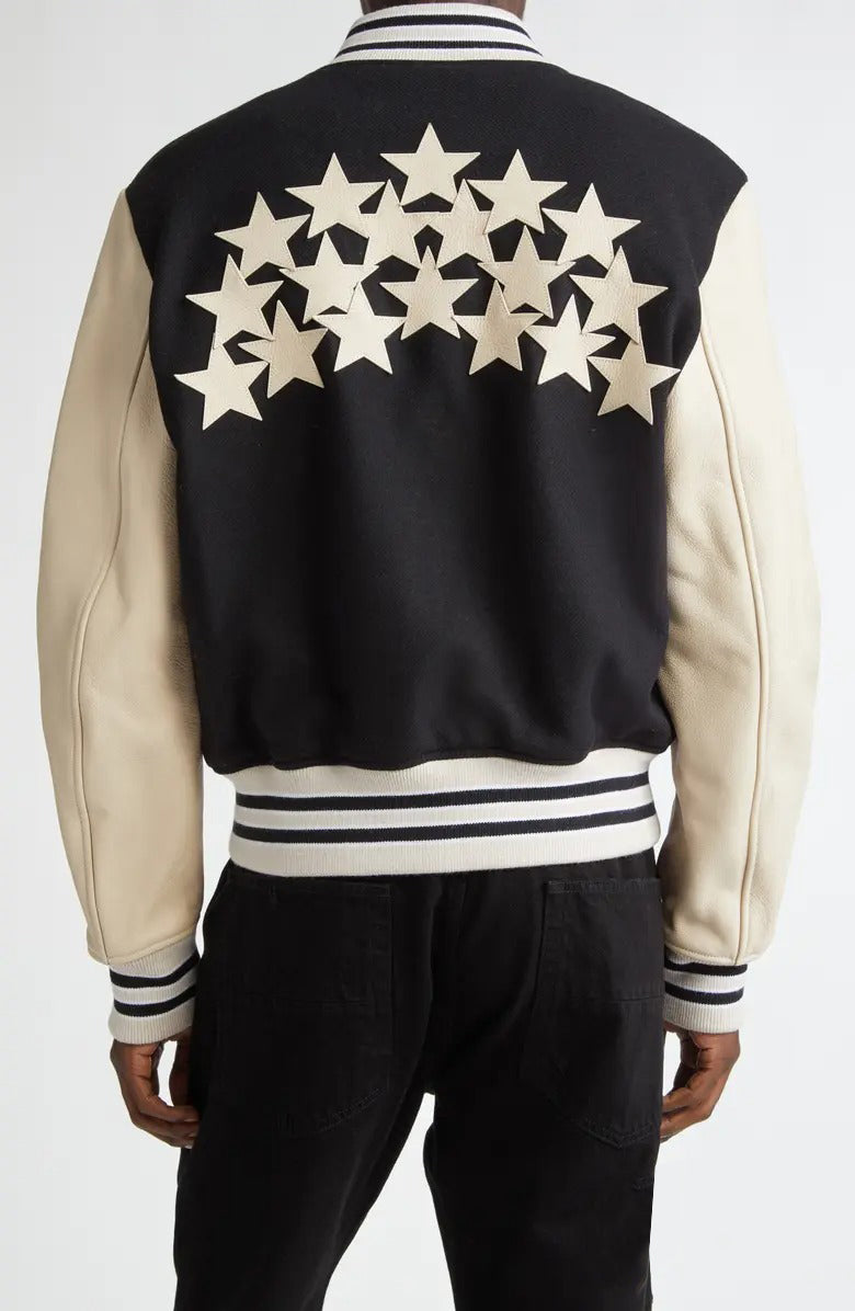 Wool Blend & Leather Varsity Jacket