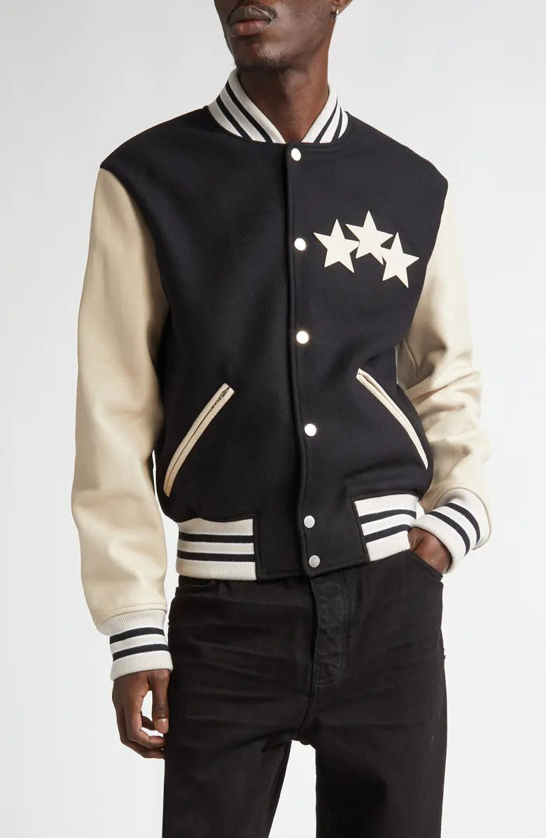 Wool Blend & Leather Varsity Jacket
