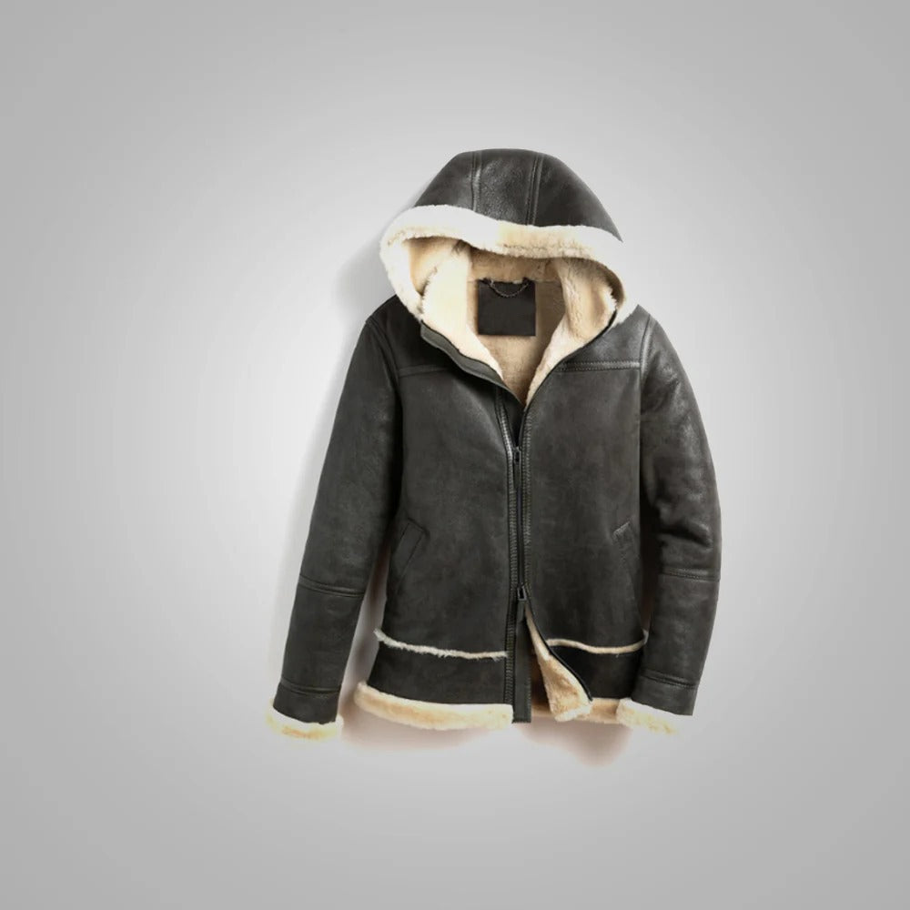 Women Flying Aviator Real Faux Fur Leather Bomber Jacket