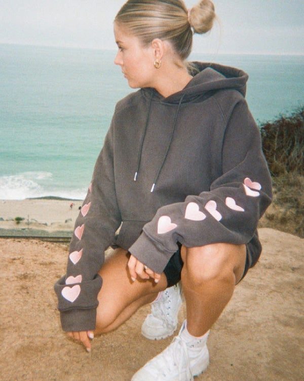 Women Gray Heart Hoodie