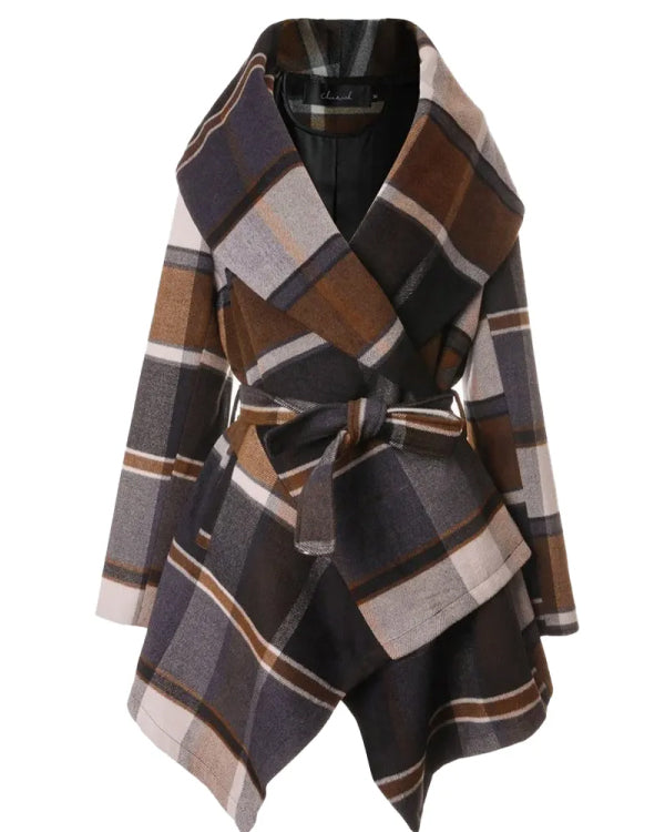 Women’s Wool Brown Belted Pea Coat