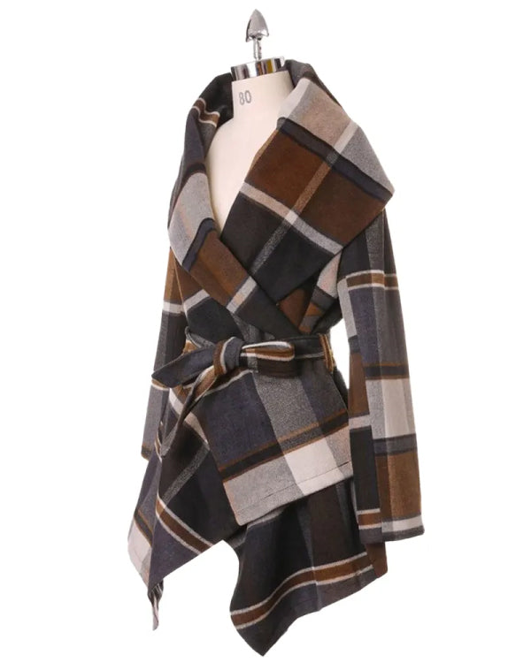 Women’s Wool Brown Belted Pea Coat