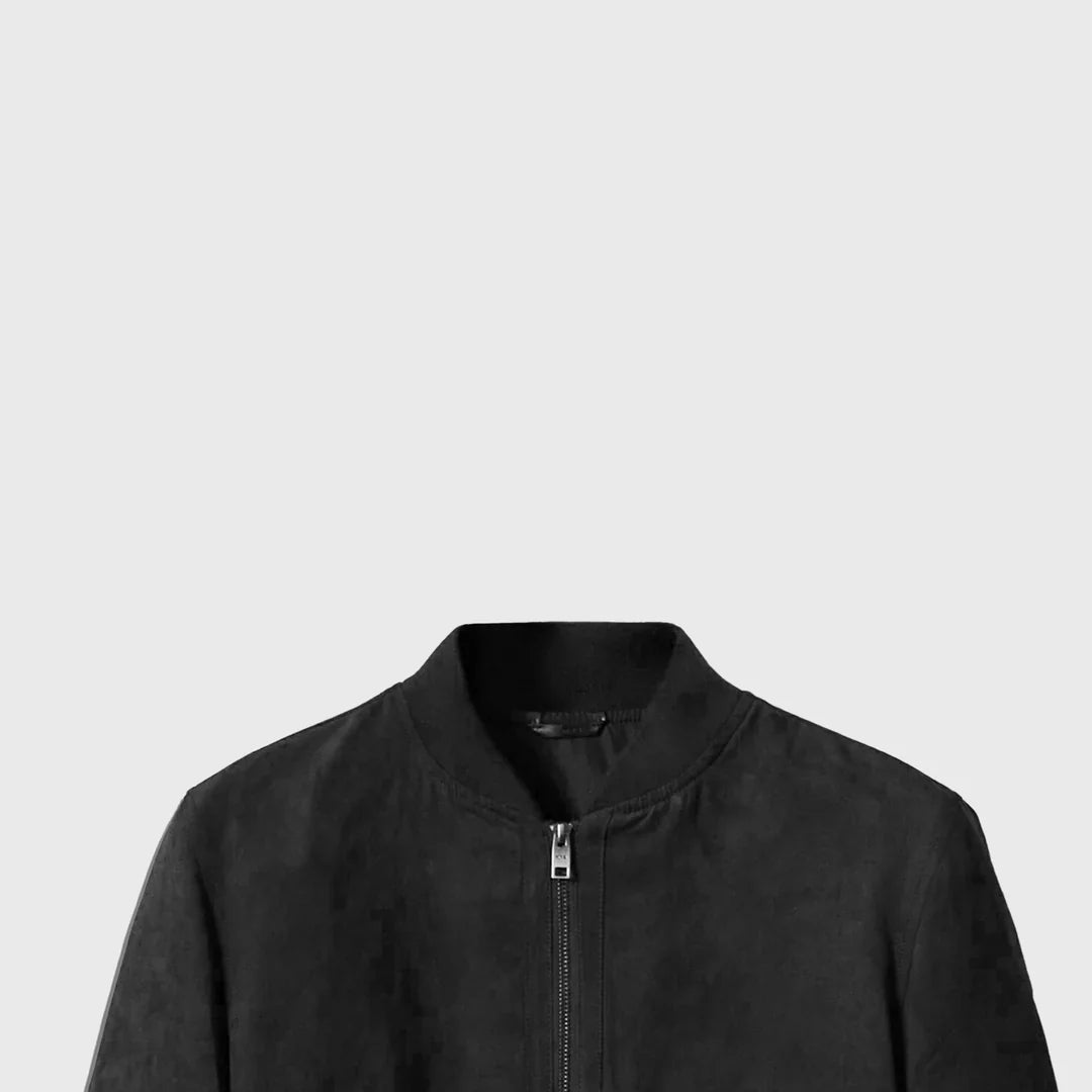 The Elegant Suede Bomber - Men's Leather Jacket