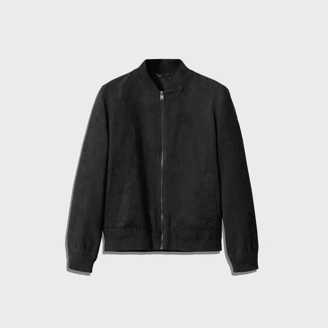 The Elegant Suede Bomber - Men's Leather Jacket
