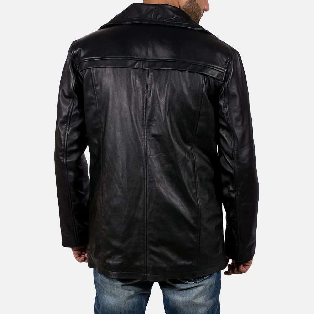Style with this dashing Men's Browton Black Leather Coat. Crafted with leather, it's a must-have for any fashion-forward individual.