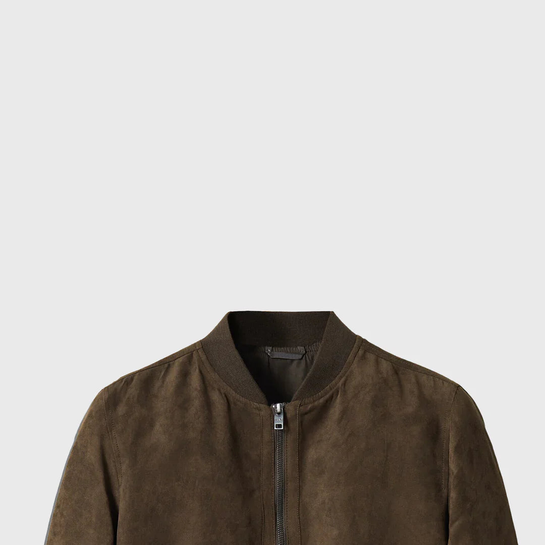 The Elegant Suede Bomber - Men's Leather Jacket