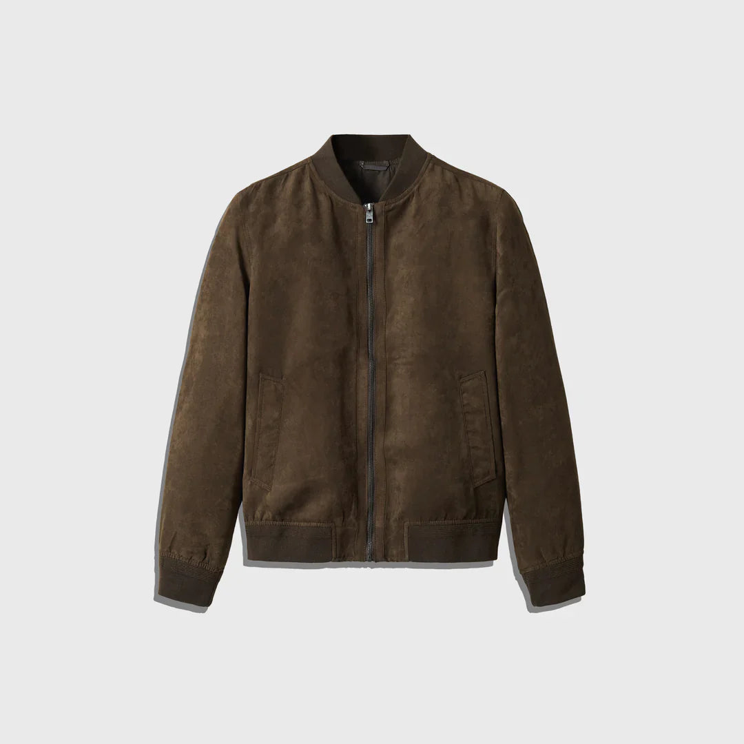 The Elegant Suede Bomber - Men's Leather Jacket
