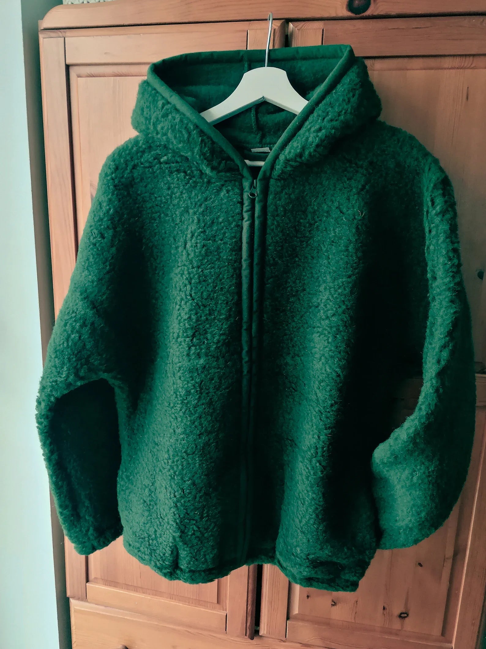 Women's Wool Bomber Jacket in Bottle Green