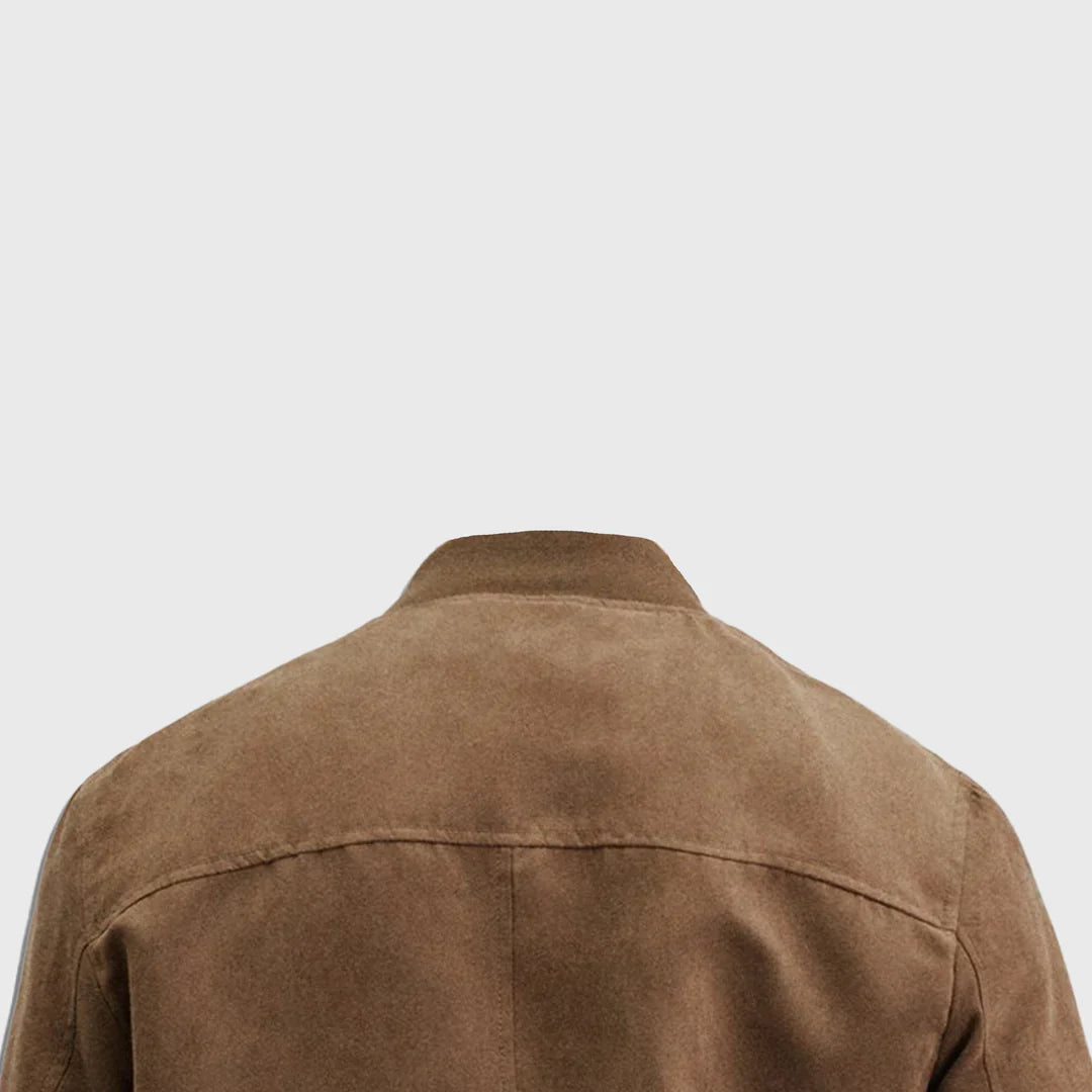 The Elegant Suede Bomber - Men's Leather Jacket