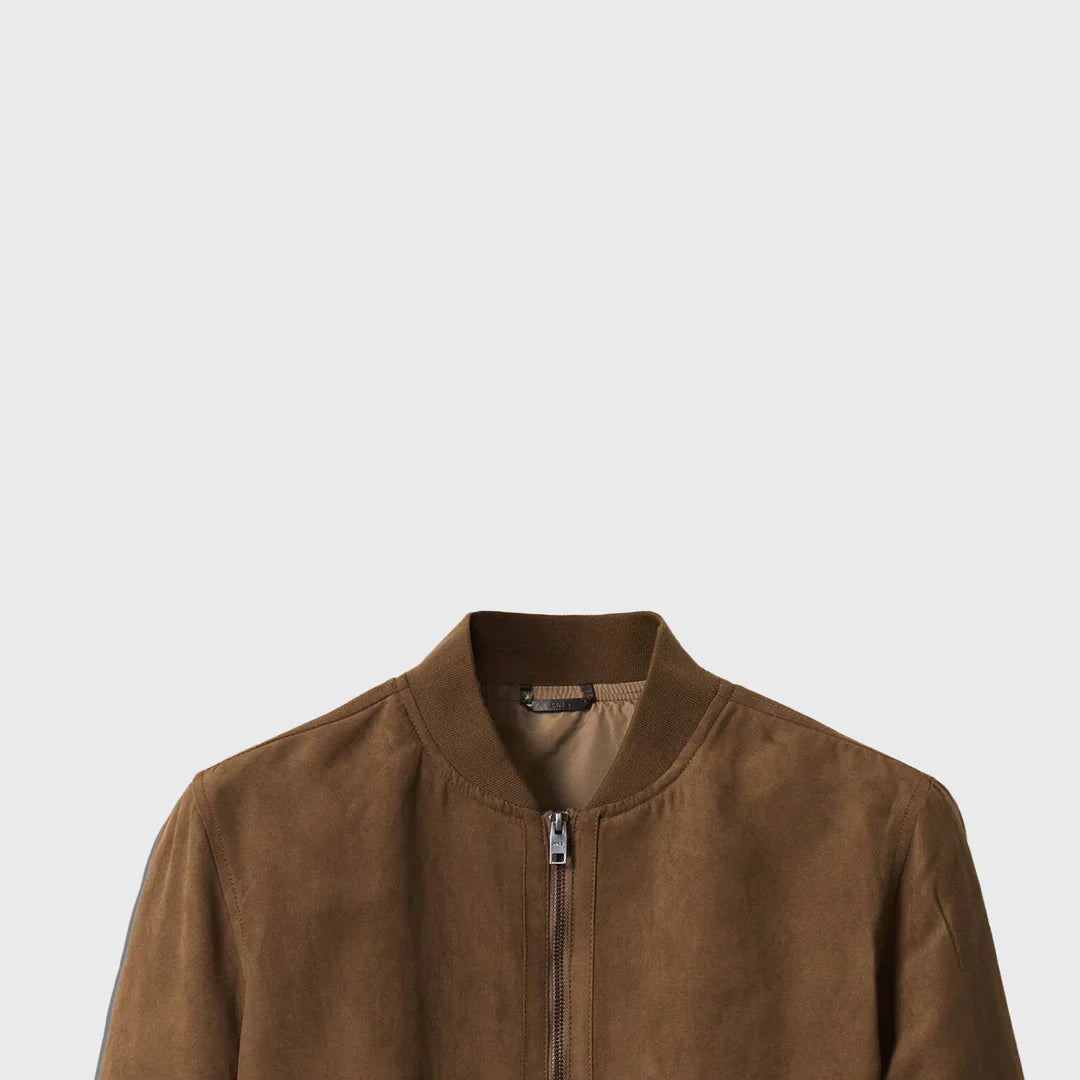 The Elegant Suede Bomber - Men's Leather Jacket
